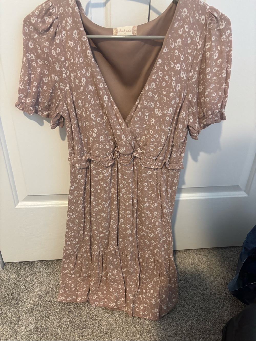 Altar'd State Tan Floral Mini Dress XS